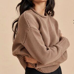 La Ligne Solid Marina Sweater Tan XS 100% Cotton